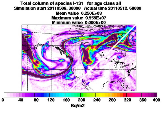Fukushima Disaster Dispersion Pattern - NILU-i131_may12_usa