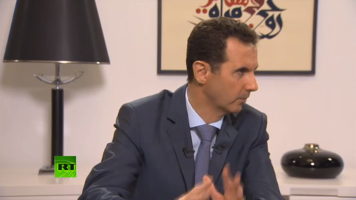 Pic 3. Assad’s ISIS Interview, ‘West Crying for Refugees with One Eye, Aiming Gun with the Other’’