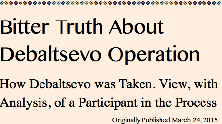 TITLE PLATE- Bitter Truth About Debaltsevo Operation